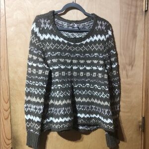 Free People Through the Storm Crew Neck Sweater - Brown and White large